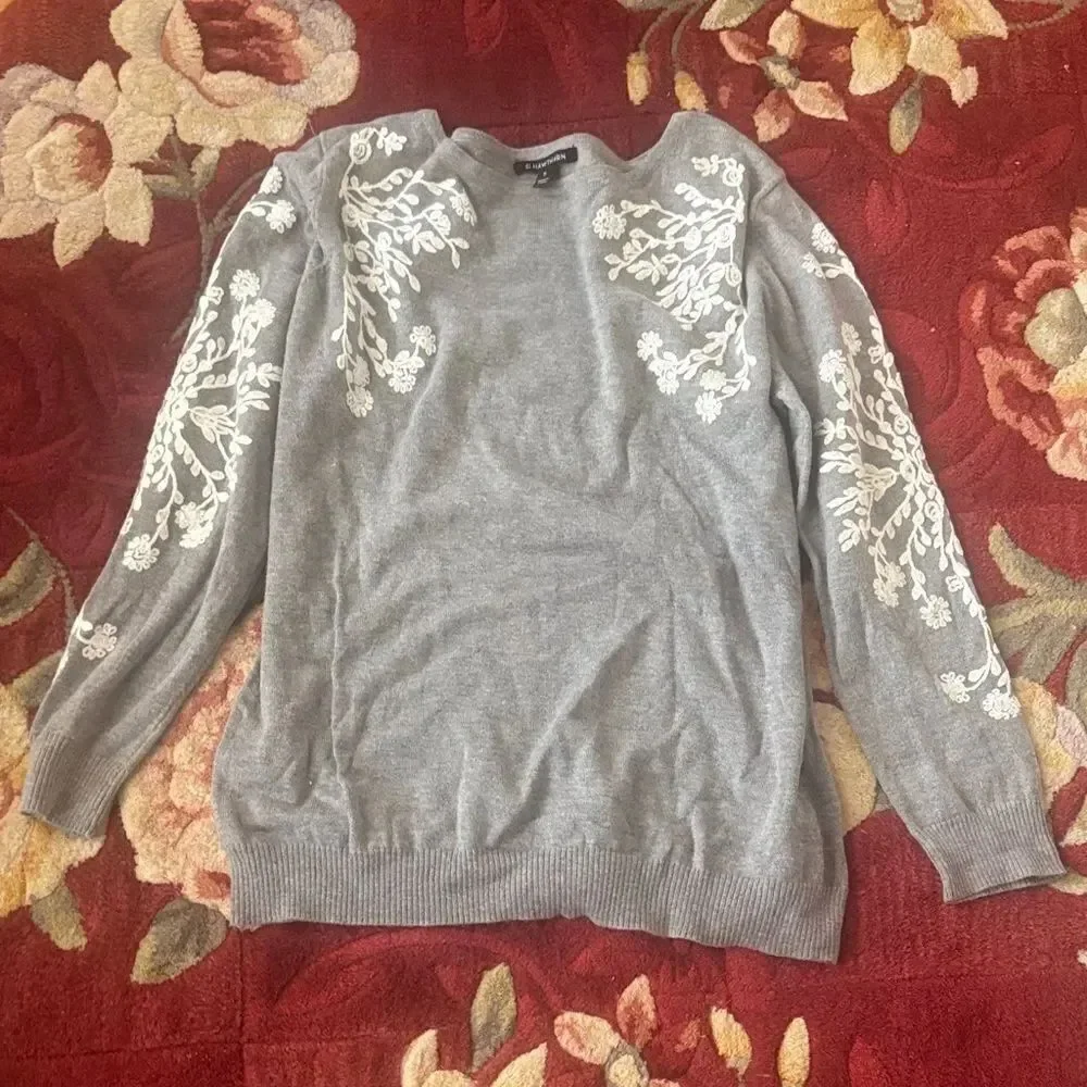 41 Hawthorn Gray Sweater with White Embroidery